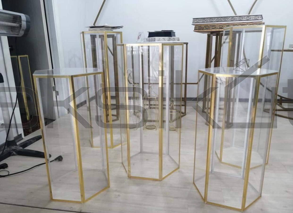 Gold striped hexagonal column 5-li set